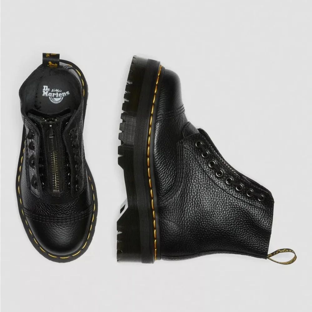 Dr Marten Sinclair Black Leather Platform Boots - Picture 2 of 6